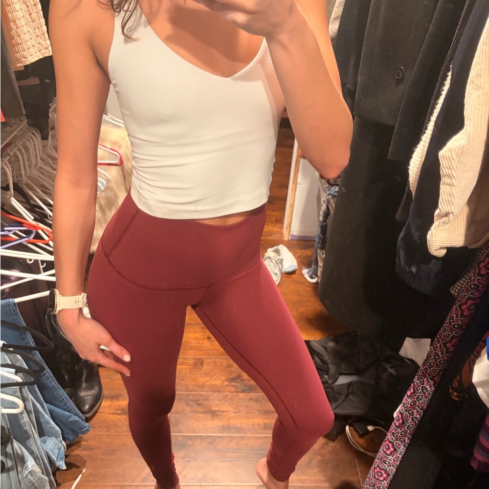 High-Waist Burgundy Leggings - Women's Active Pants